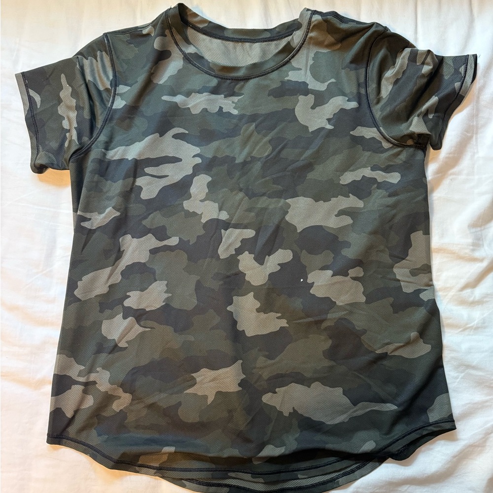 Lululemon Athletica Green and Brown Short Sleeve Tee